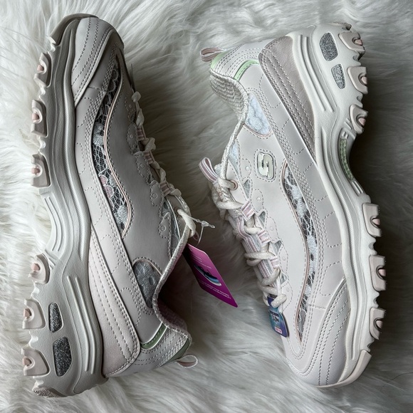 🆕 Skechers Women's D'Lites Memory Foam Sneakers Multicolor Lace Detail Size 7.5 - Picture 5 of 11
